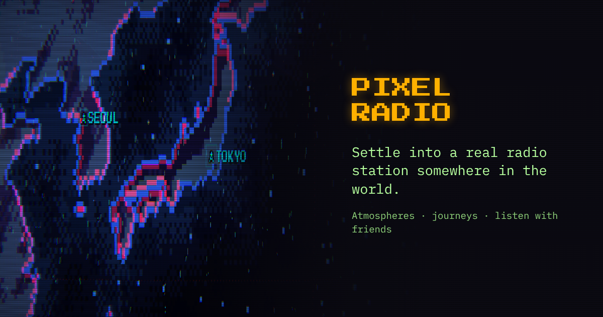 I built a pixel-art world radio: drag a map, tune into 40,000+ live stations